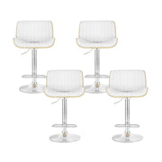 Galina PU Leather Gas-Lift Swivel Bar Stool Set of 4 – White