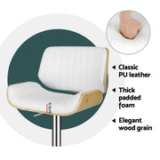 Galina PU Leather Gas-Lift Swivel Bar Stool Set of 4 – White