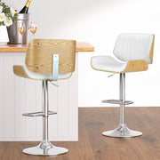 Galina PU Leather Gas-Lift Swivel Bar Stool Set of 4 – White