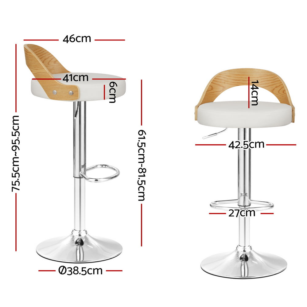 Publia PU Leather Gas-Lift Swivel Bar Stool Set of 4 – White