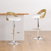 Publia PU Leather Gas-Lift Swivel Bar Stool Set of 4 – White