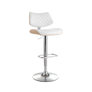 Tavian PU Leather & Bentwood Gas-Lift Swivel Bar Stool – White — image 1