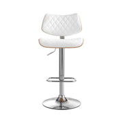 Tavian PU Leather & Bentwood Gas-Lift Swivel Bar Stool – White — image 3