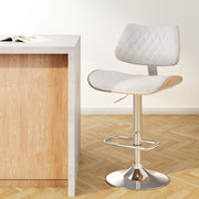 Tavian PU Leather & Bentwood Gas-Lift Swivel Bar Stool – White — image 7