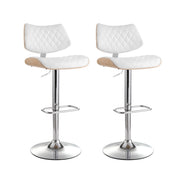 Tavian PU Leather & Bentwood Gas-Lift Swivel Bar Stool Set of 2 – White — image 1