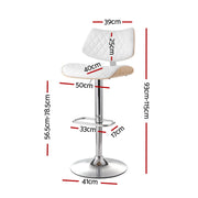 Tavian PU Leather & Bentwood Gas-Lift Swivel Bar Stool Set of 2 – White — image 2