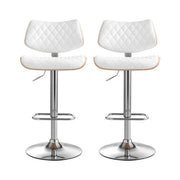 Tavian PU Leather & Bentwood Gas-Lift Swivel Bar Stool Set of 2 – White — image 3