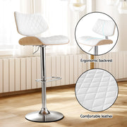 Tavian PU Leather & Bentwood Gas-Lift Swivel Bar Stool Set of 2 – White — image 5
