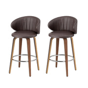Elio PU Leather & Wood Counter Stool Set of 2 – Brown & Walnut — image 1