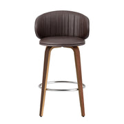 Elio PU Leather & Wood Counter Stool Set of 2 – Brown & Walnut — image 3