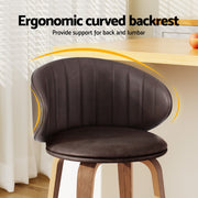 Elio PU Leather & Wood Counter Stool Set of 2 – Brown & Walnut — image 4