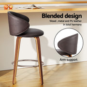 Elio PU Leather & Wood Counter Stool Set of 2 – Brown & Walnut — image 5