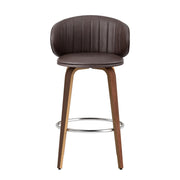 Elio PU Leather & Wood Counter Stool Set of 4 – Brown & Walnut — image 3