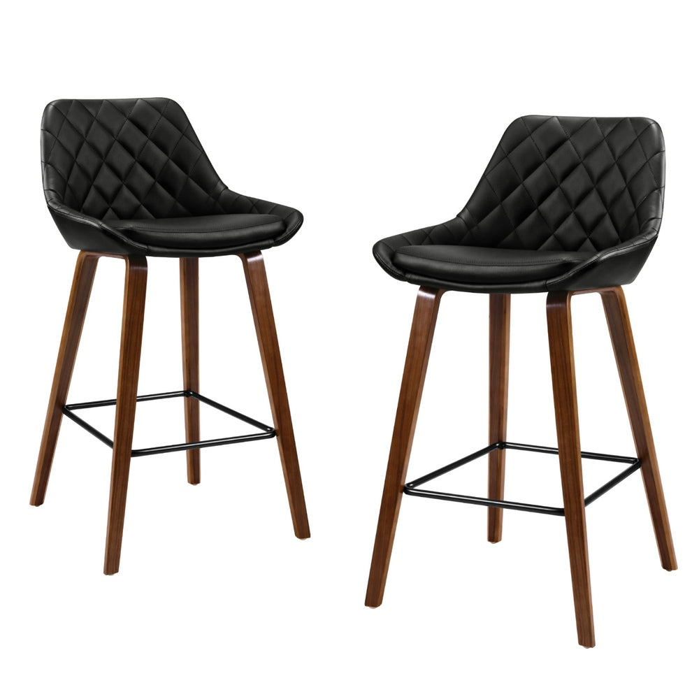 Damon PU Leather Bar Stool Set of 4 – Black