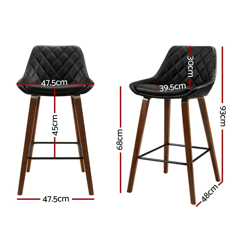 Damon PU Leather Bar Stool Set of 4 – Black