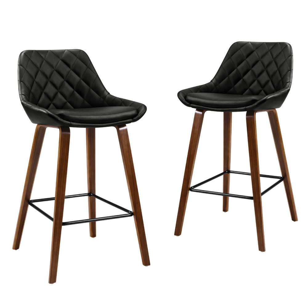 Damon PU Leather Bar Stool Set of 4 – Black
