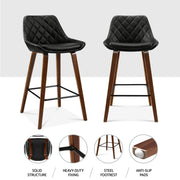 Damon PU Leather Bar Stool Set of 4 – Black