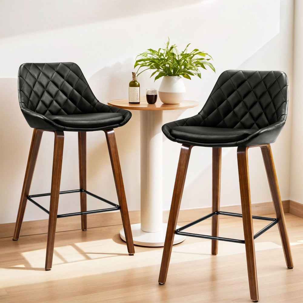 Damon PU Leather Bar Stool Set of 4 – Black