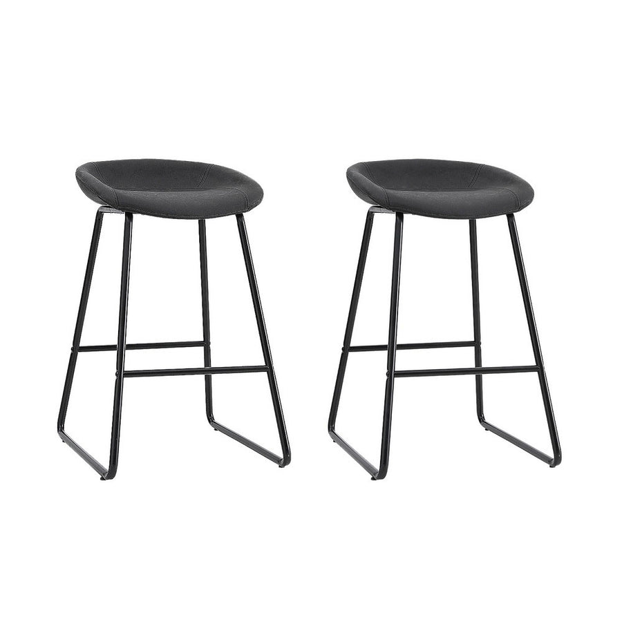 Ludovic PU Leather Counter Stool Set of 2 – Black