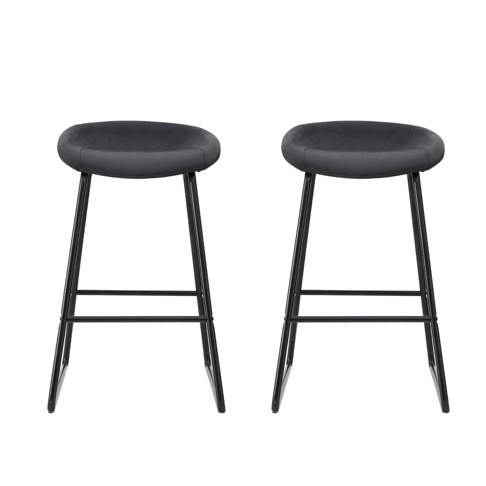 Ludovic PU Leather Counter Stool Set of 2 – Black