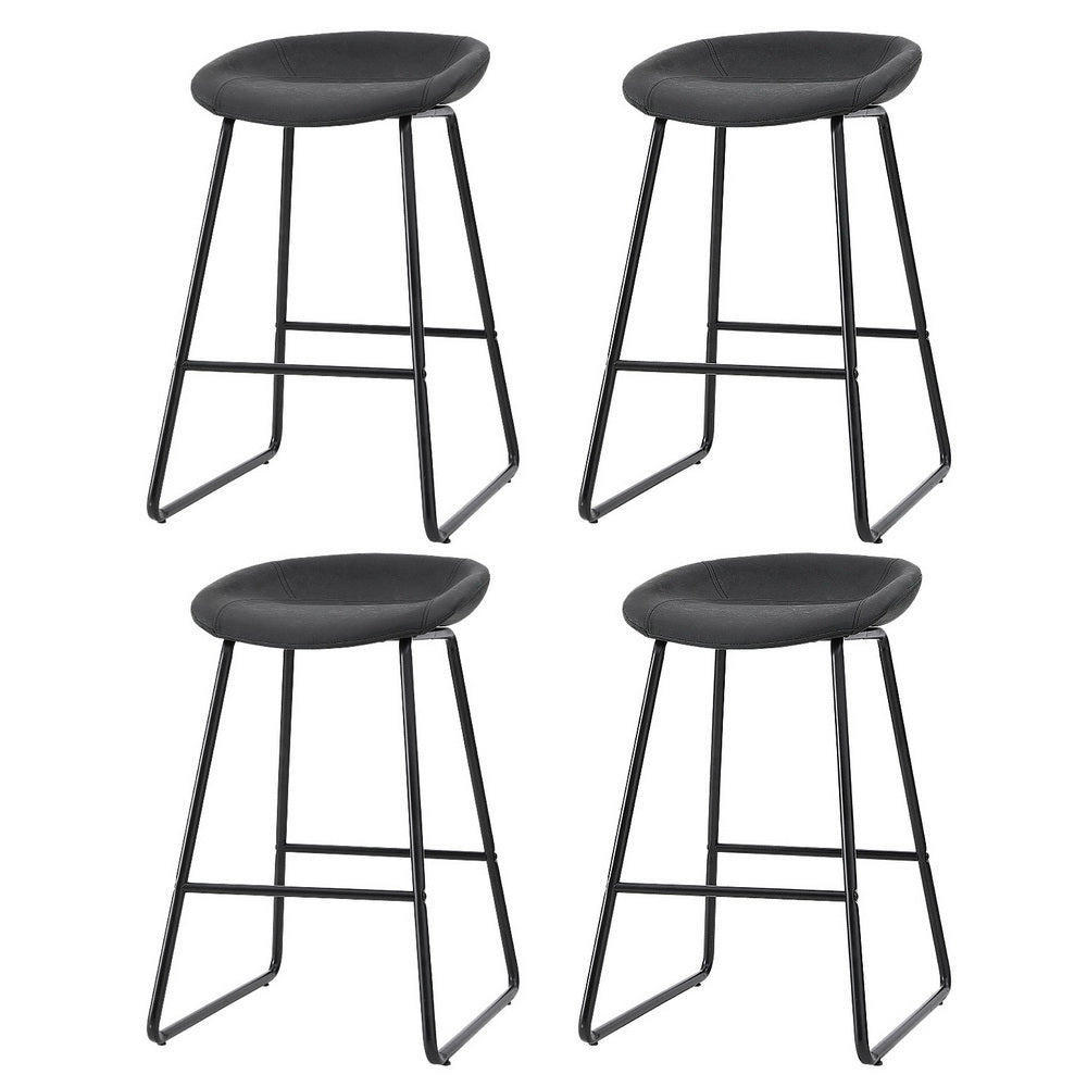 Ludovic PU Leather Counter Stool Set of 4 – Black