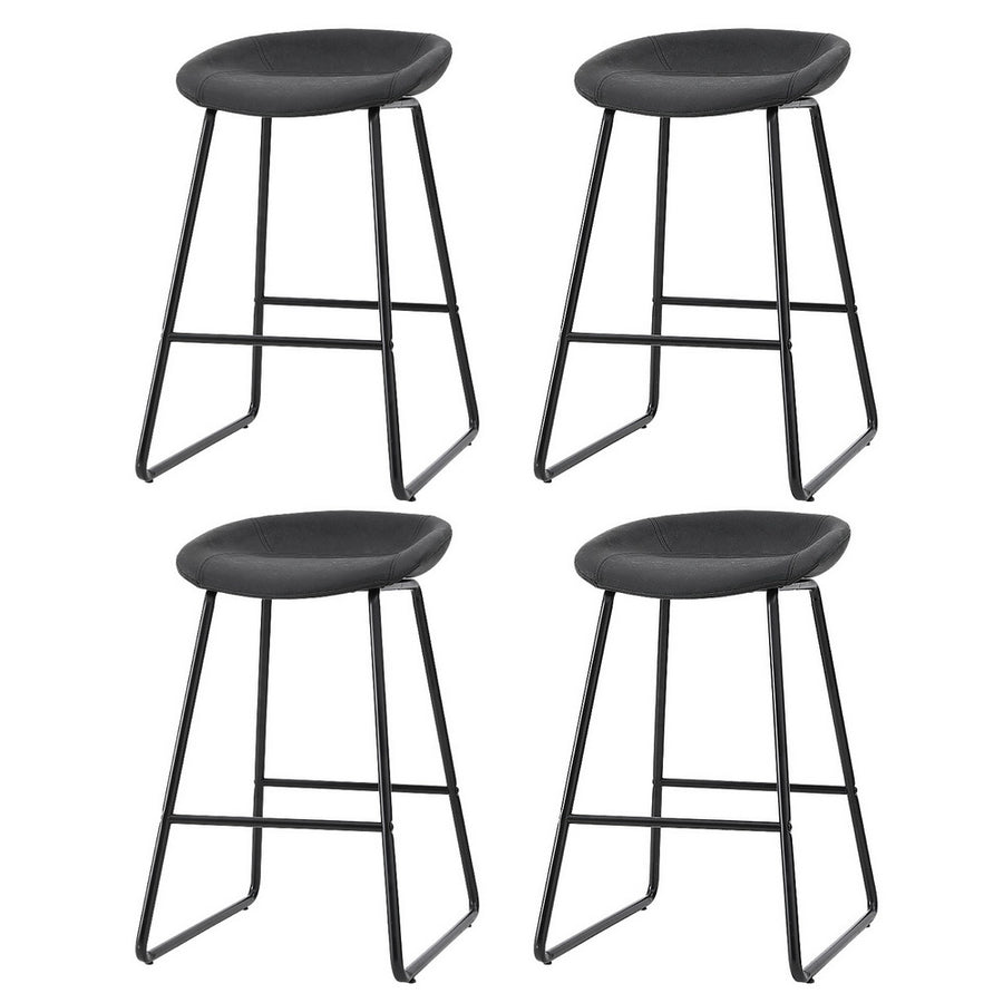 Ludovic PU Leather Counter Stool Set of 4 – Black