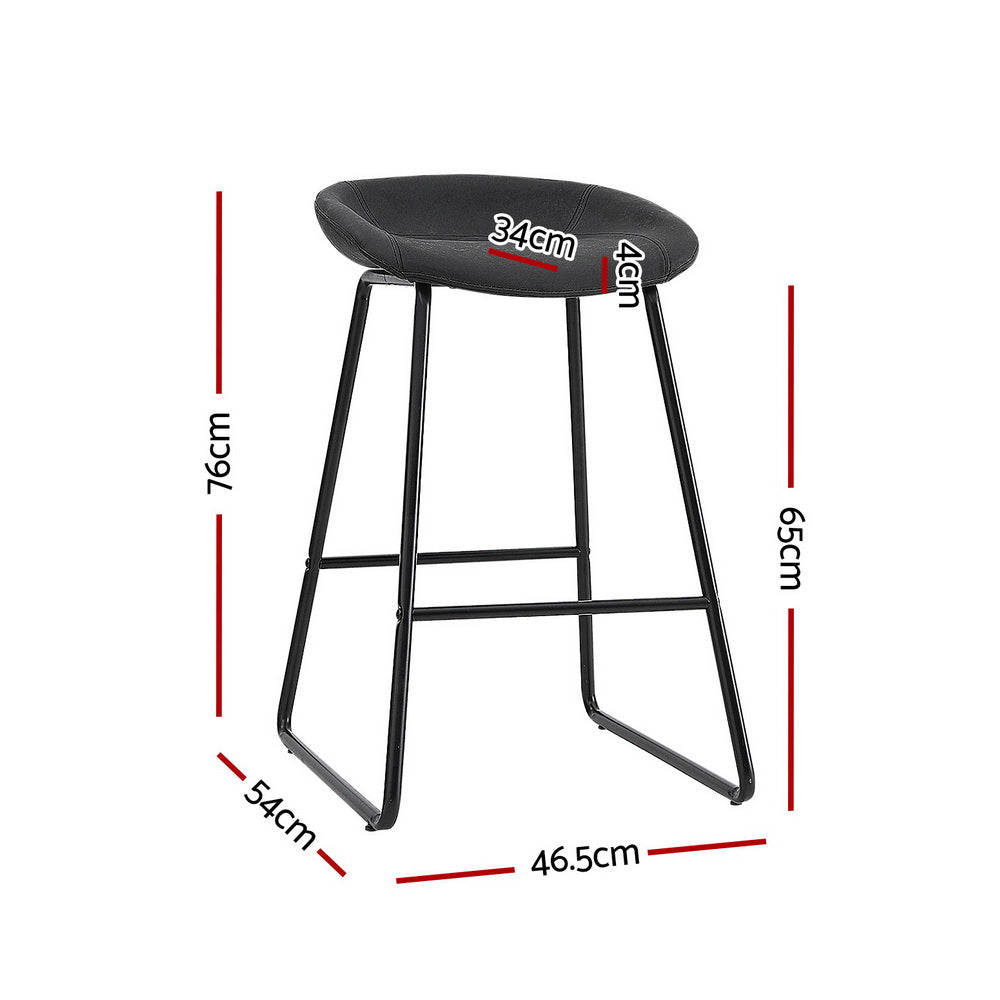 Ludovic PU Leather Counter Stool Set of 4 – Black