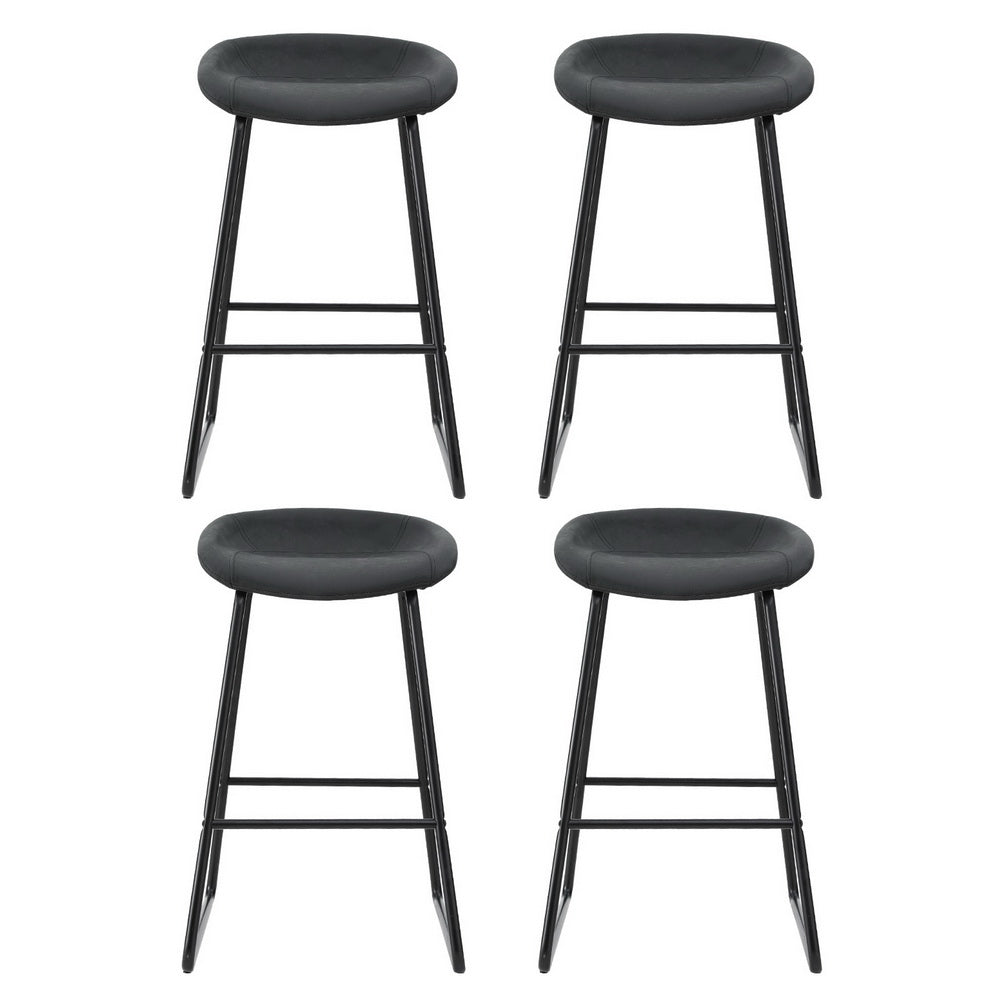 Ludovic PU Leather Counter Stool Set of 4 – Black