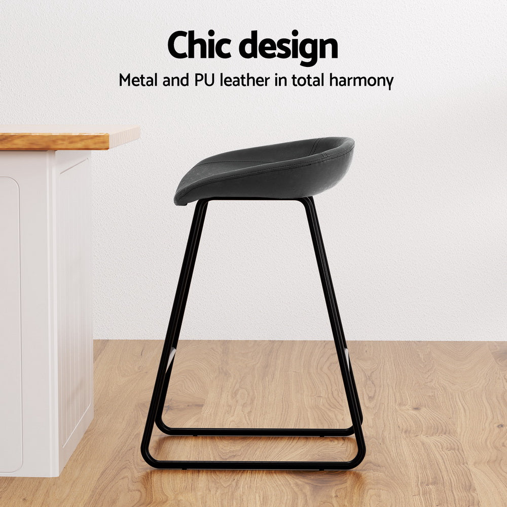 Ludovic PU Leather Counter Stool Set of 4 – Black