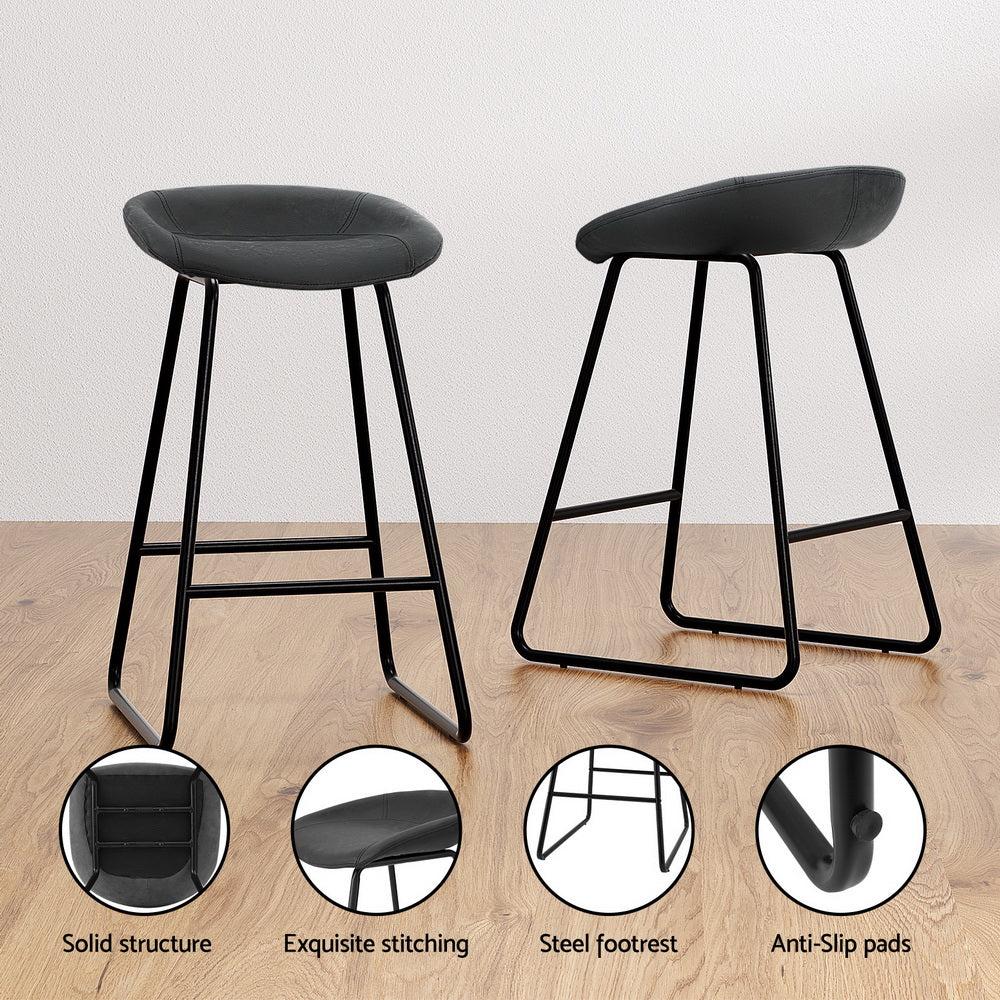 Ludovic PU Leather Counter Stool Set of 4 – Black