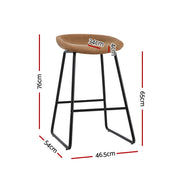 Ludovic PU Leather Counter Stool Set of 2 – Brown — image 2