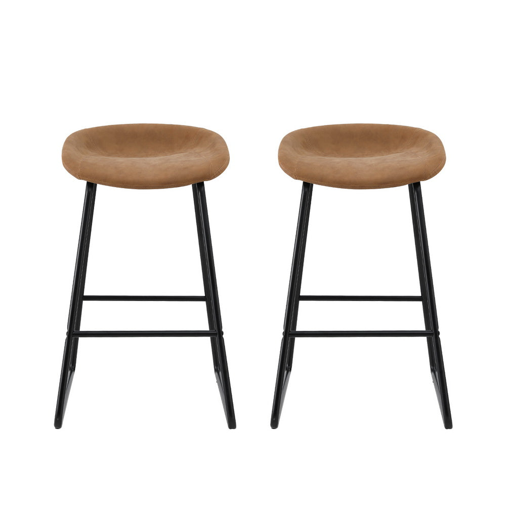 Ludovic PU Leather Counter Stool Set of 2 – Brown — image 3