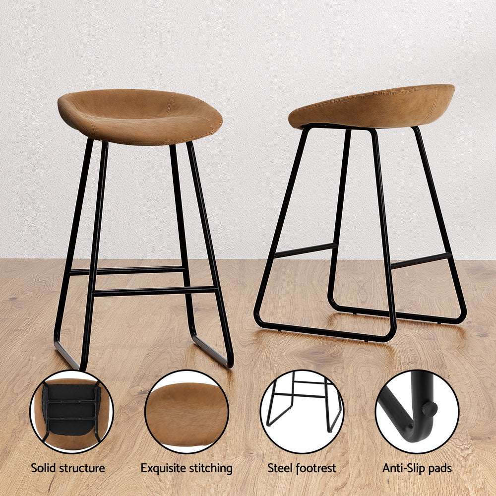 Ludovic PU Leather Counter Stool Set of 2 – Brown — image 5