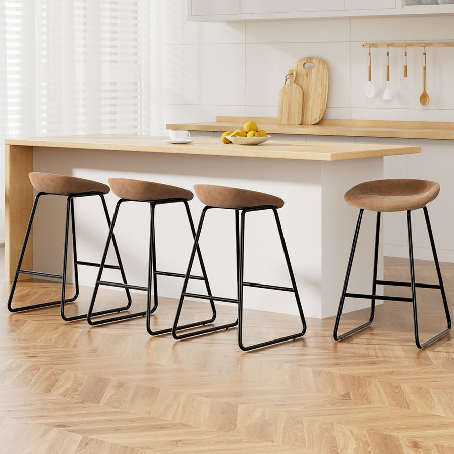 Ludovic PU Leather Counter Stool Set of 4 – Brown — image 1