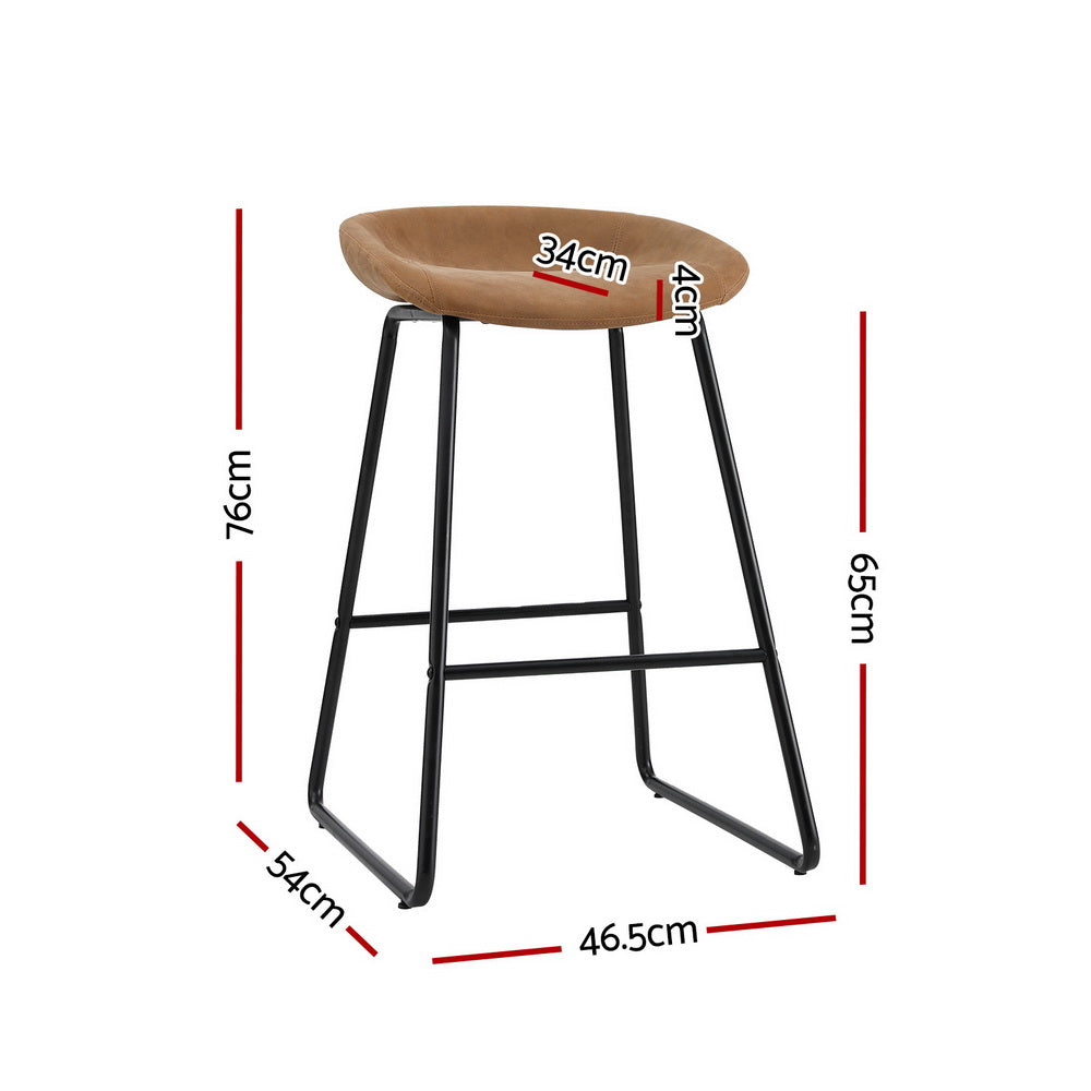 Ludovic PU Leather Counter Stool Set of 4 – Brown — image 2