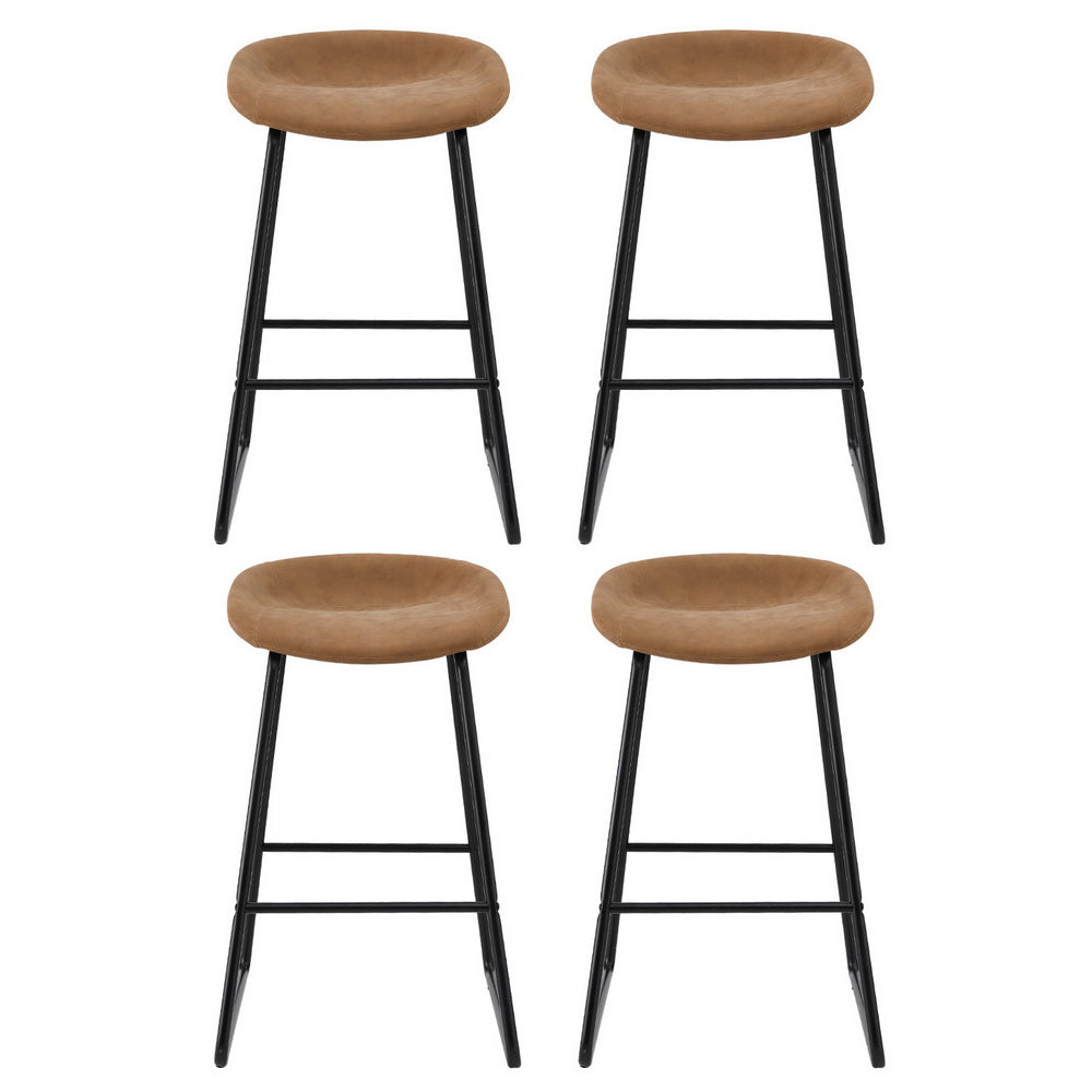 Ludovic PU Leather Counter Stool Set of 4 – Brown — image 3