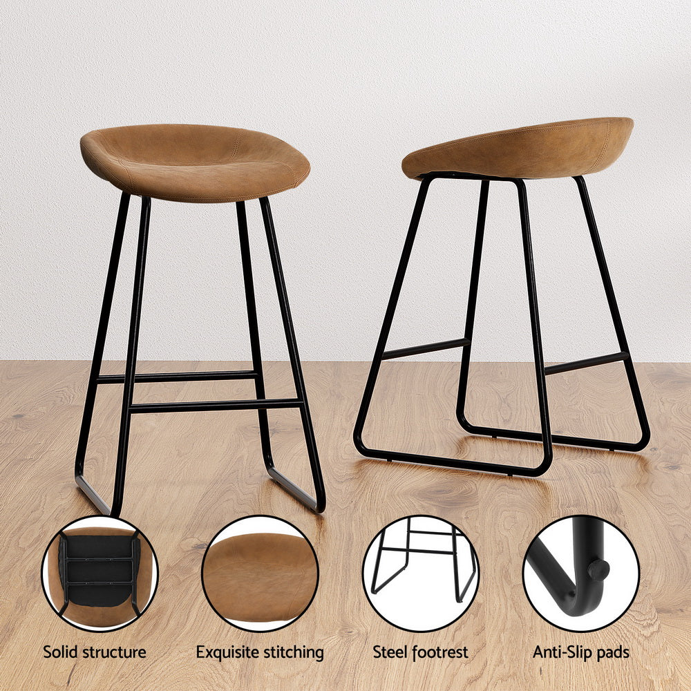 Ludovic PU Leather Counter Stool Set of 4 – Brown — image 5