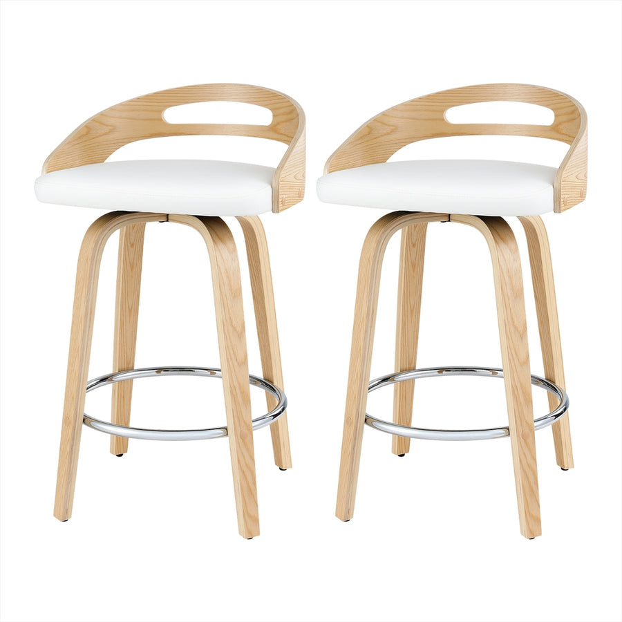 Farlow PU Leather Swivel Bar Stool Set of 2 – White