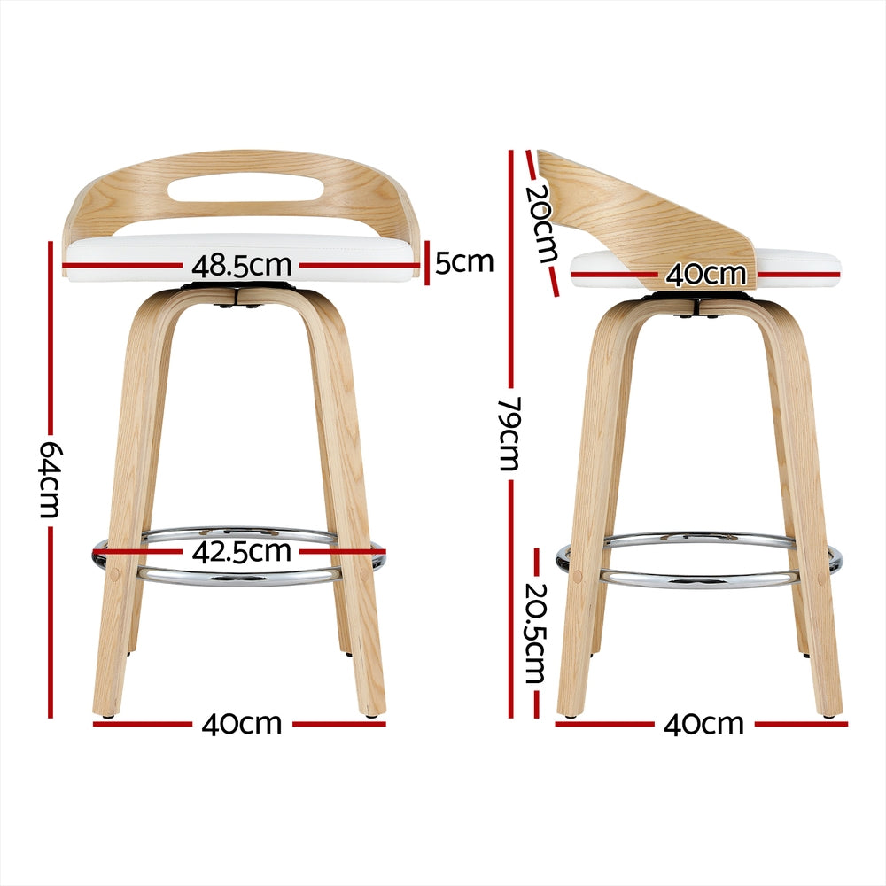 Farlow PU Leather Swivel Bar Stool Set of 2 – White