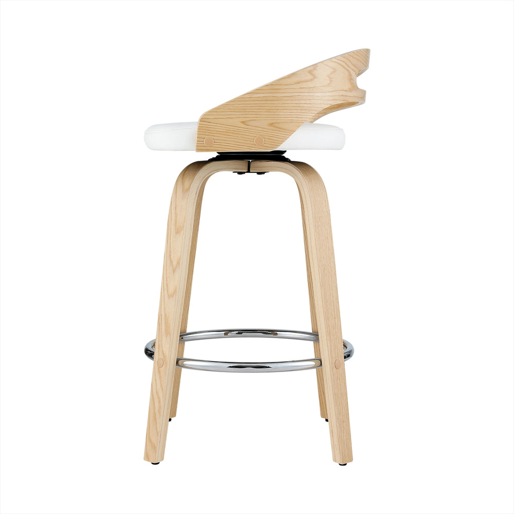 Farlow PU Leather Swivel Bar Stool Set of 2 – White