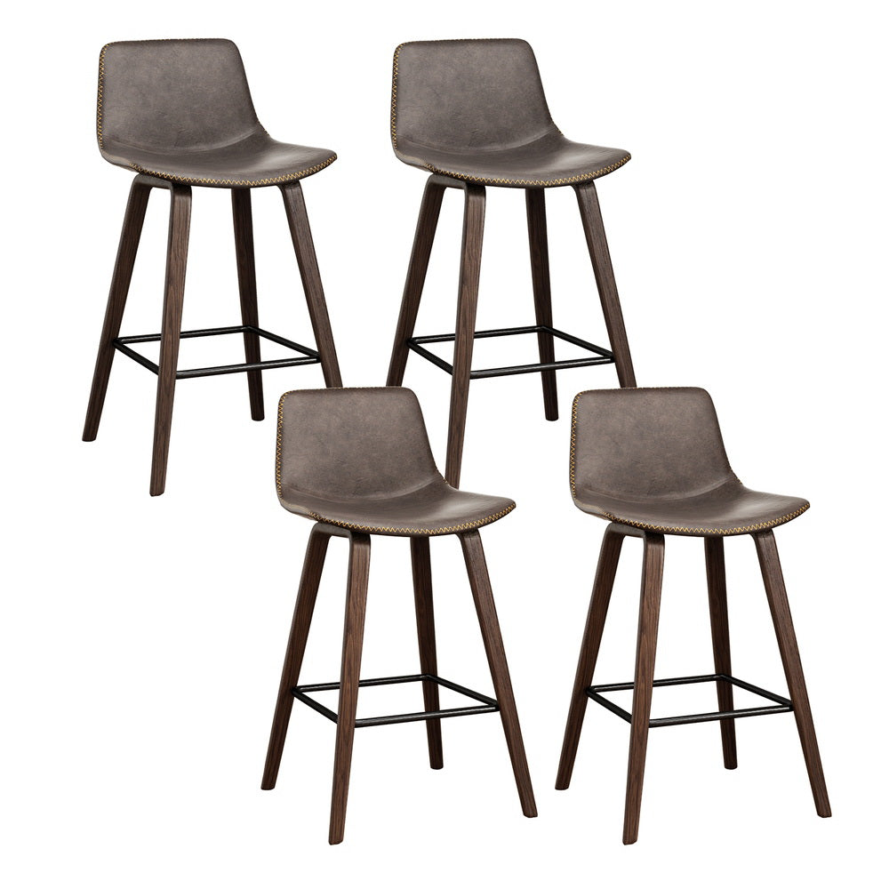 Lennox PU Leather Bar Stool Set of 4 – Walnut