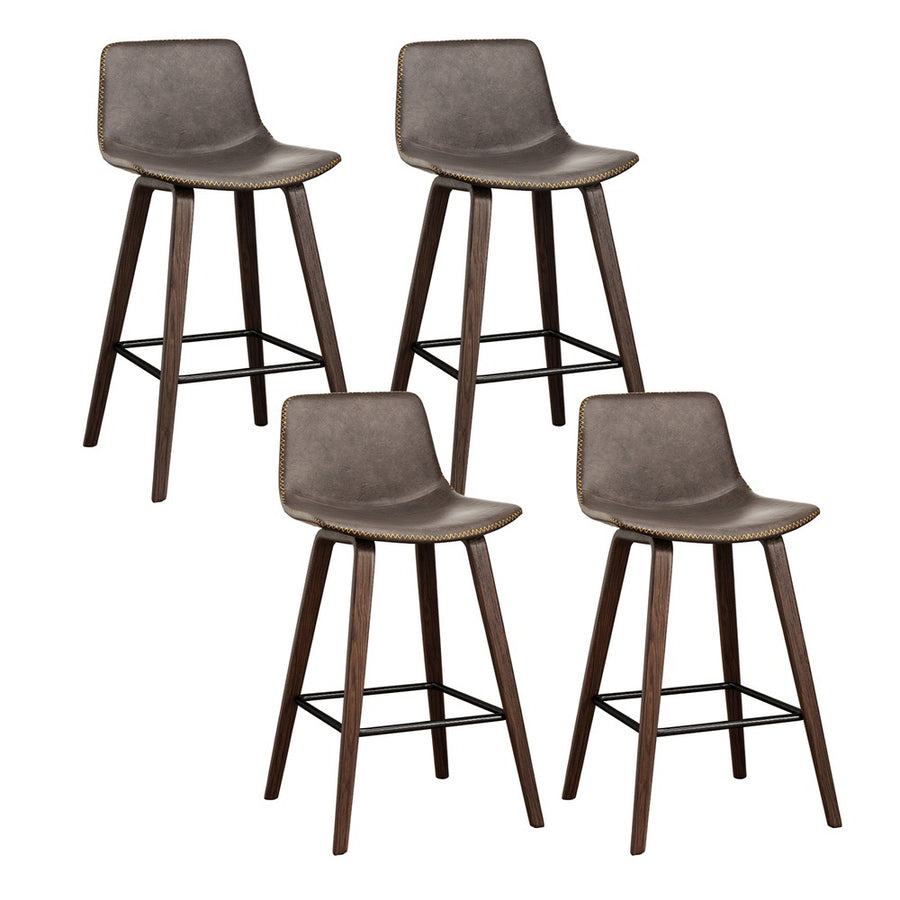 Lennox PU Leather Bar Stool Set of 4 – Walnut
