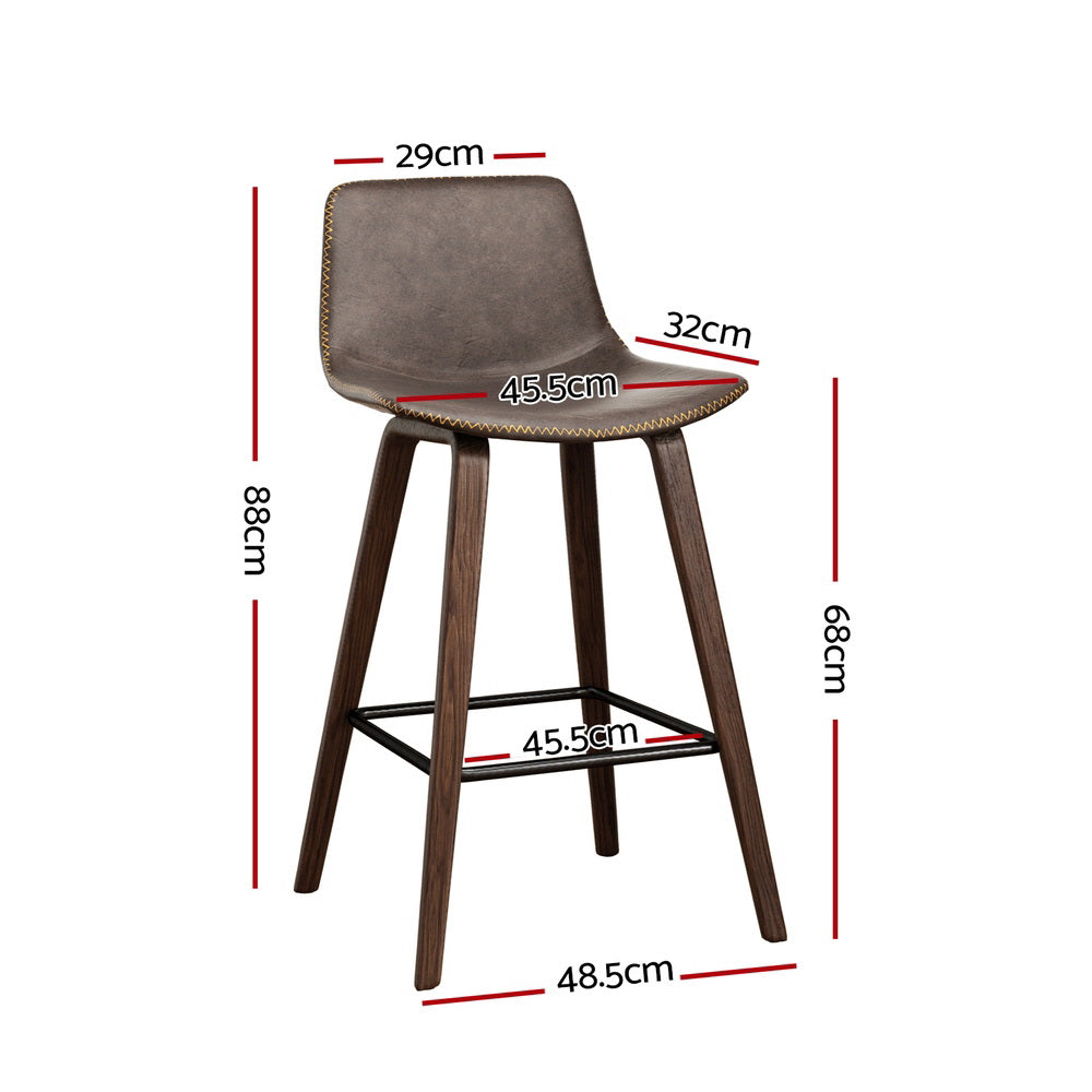 Lennox PU Leather Bar Stool Set of 4 – Walnut