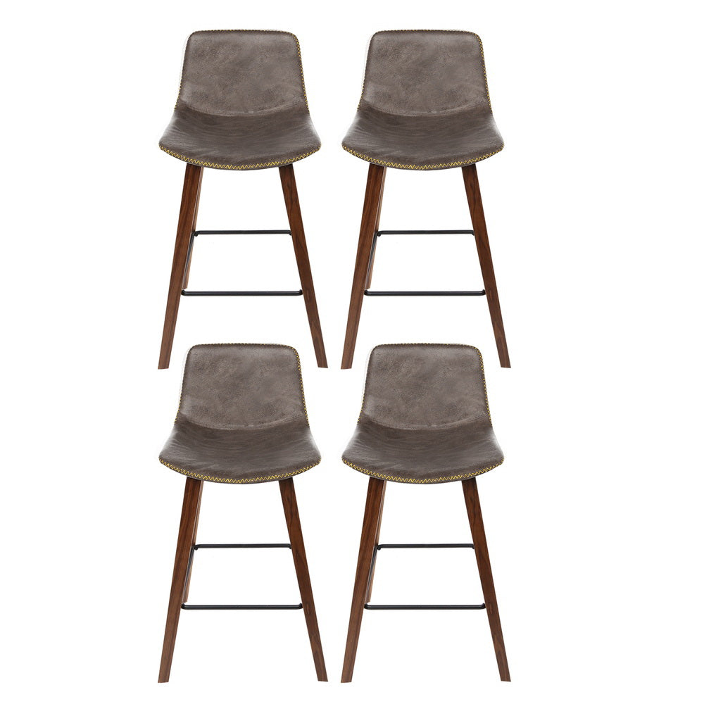 Lennox PU Leather Bar Stool Set of 4 – Walnut