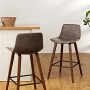 Lennox PU Leather Bar Stool Set of 4 – Walnut