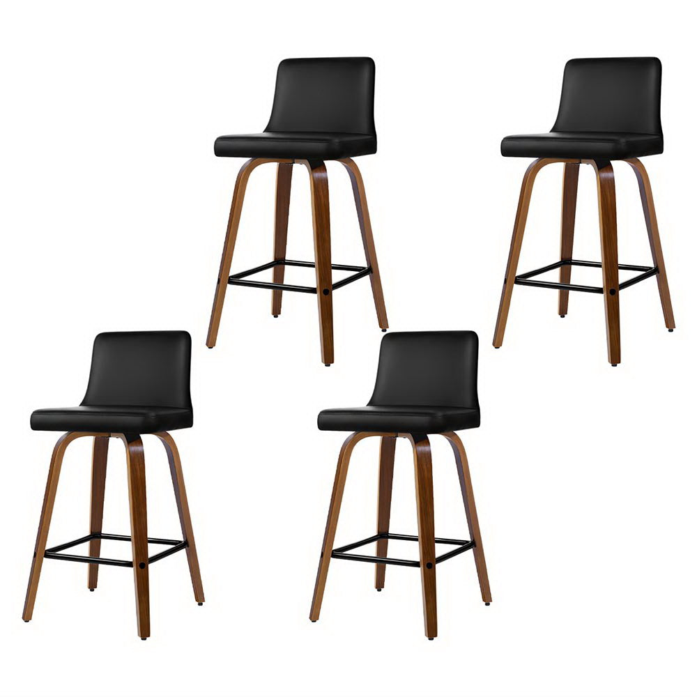 Felipe PU Leather Swivel Bar Stool Set of 4 – Black