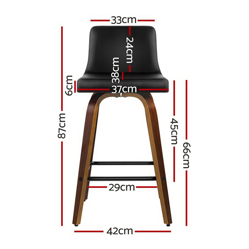 Felipe PU Leather Swivel Bar Stool Set of 4 – Black