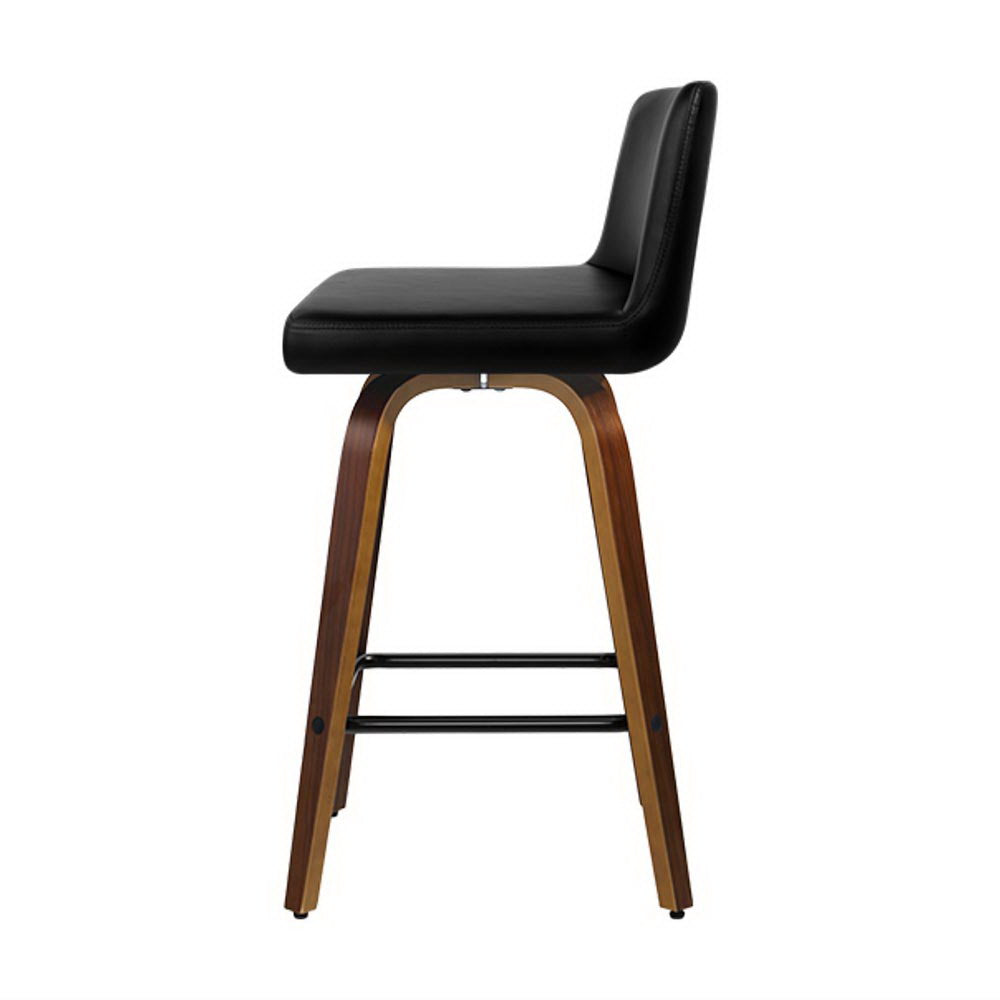 Felipe PU Leather Swivel Bar Stool Set of 4 – Black