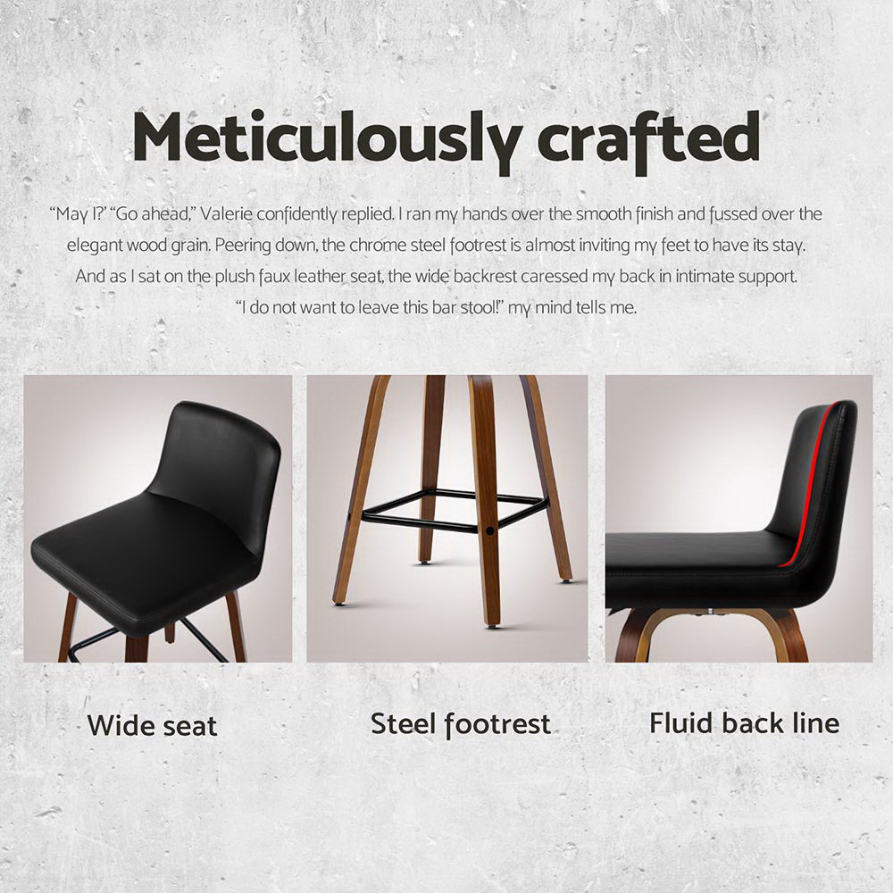 Felipe PU Leather Swivel Bar Stool Set of 4 – Black