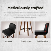 Felipe PU Leather Swivel Bar Stool Set of 4 – Black